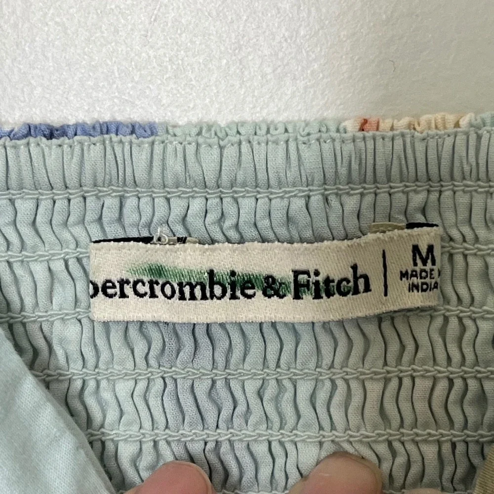 Abercrombie Floral Cottagecore Crop Top Medium Puff Sleeve Coquette Bow